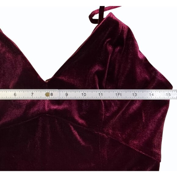 Yoana Baraschi Y2k Velvet Bodycon Fishtail V Neck Dress Womens Size 8 Burgundy - Picture 10 of 14